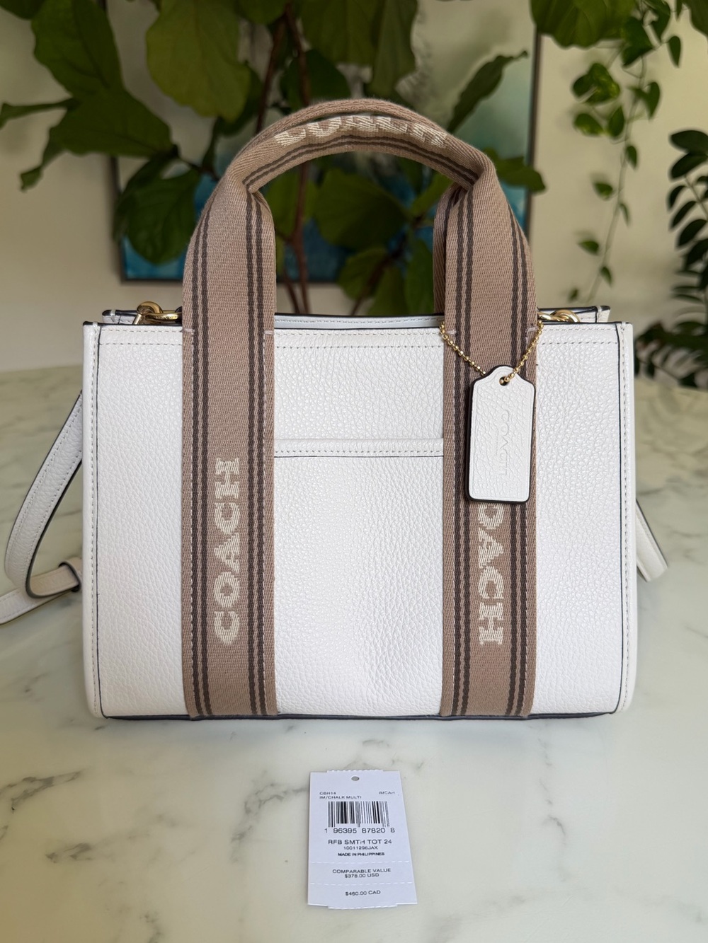 NWOT Coach Smith Tote Bag 24 Pebble Leather Crossbody Gold/ Chalk CBH14